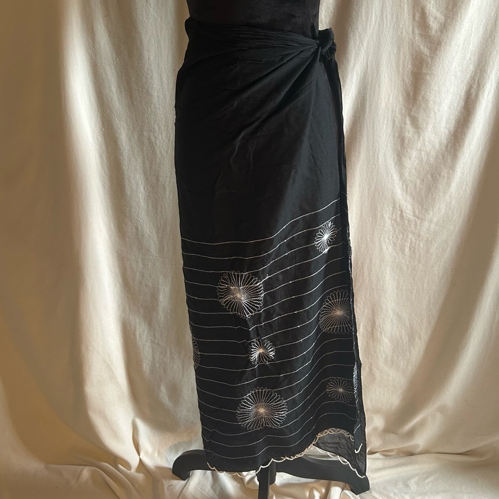 Frangi 100% Cotton Elegant Black Embroidered Beaded Coverup From England No Size